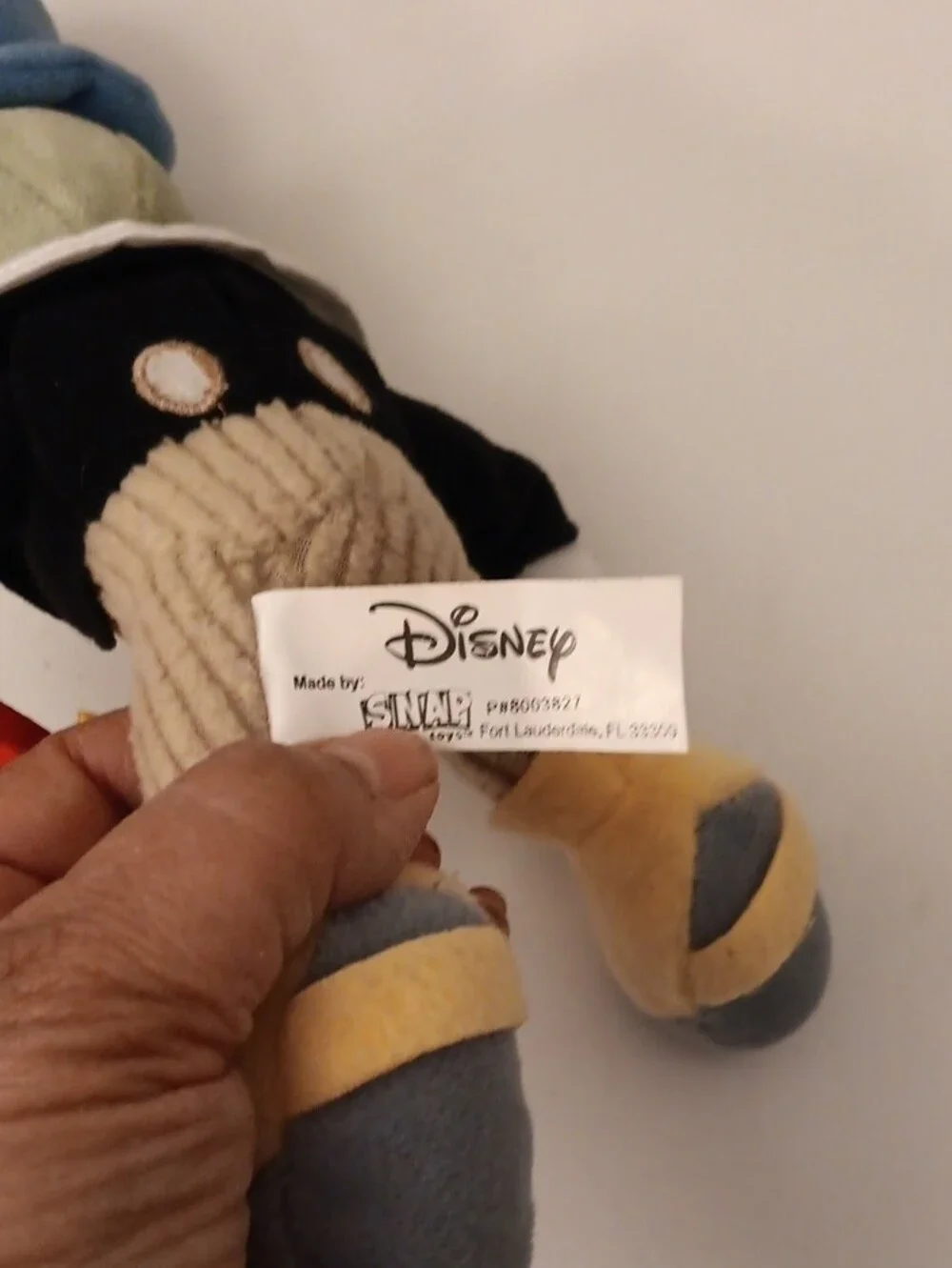 Disney Jiminy Cricket Plush — Blue Hat, Yellow Outfit, Black Jacket